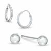 Thumbnail Image 0 of 3mm Ball and 10mm Hoop Earrings Set in Sterling Silver