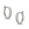 Thumbnail Image 0 of 10K White Gold Star and Line Diamond-Cut Snap Hoop Earrings