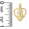 Thumbnail Image 1 of Heart Initial "B" Charm in 10K Gold