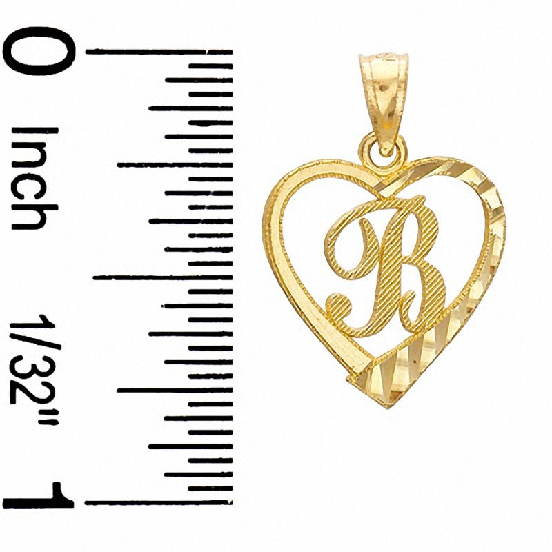 Heart Initial "B" Charm in 10K Gold