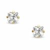 Thumbnail Image 0 of 4mm Princess-Cut Cubic Zirconia Solitaire Stud Piercing Earrings in 14K Solid Gold