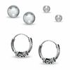 Thumbnail Image 0 of Sterling Silver Small and Medium Ball Stud and Hoop Earrings Set