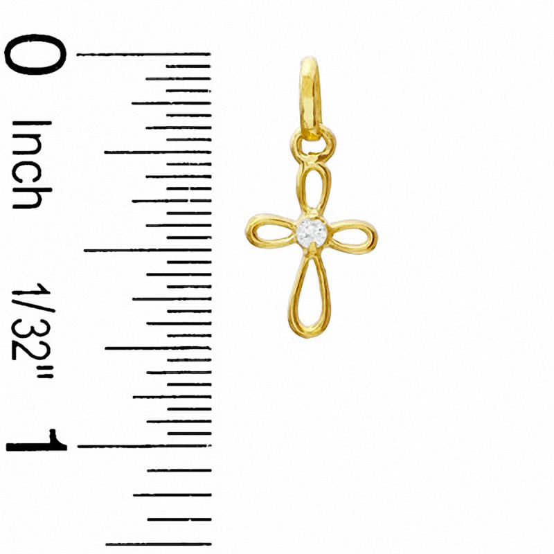 Cubic Zirconia Tiny Loop Cross Charm in 10K Gold