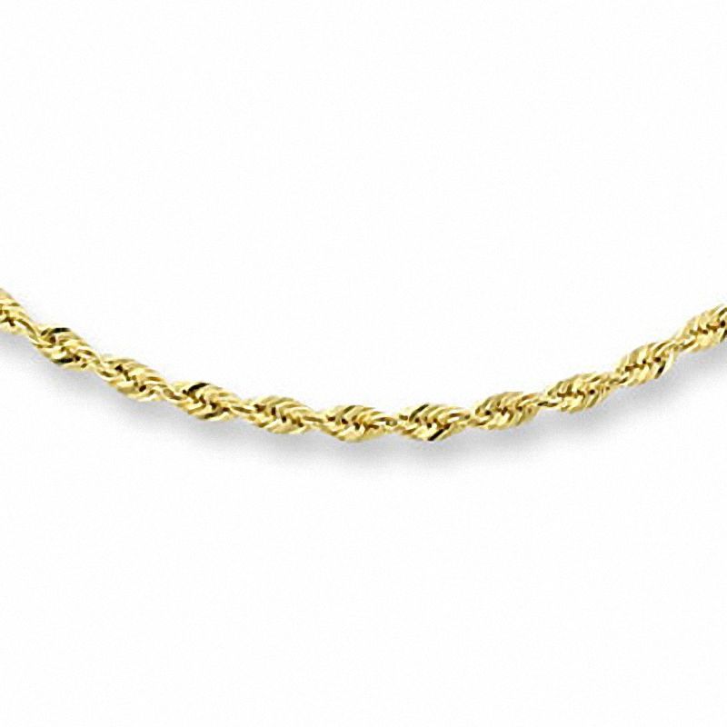 10K Gold 023 Gauge Diamond-Cut Rope Chain Necklace - 24"