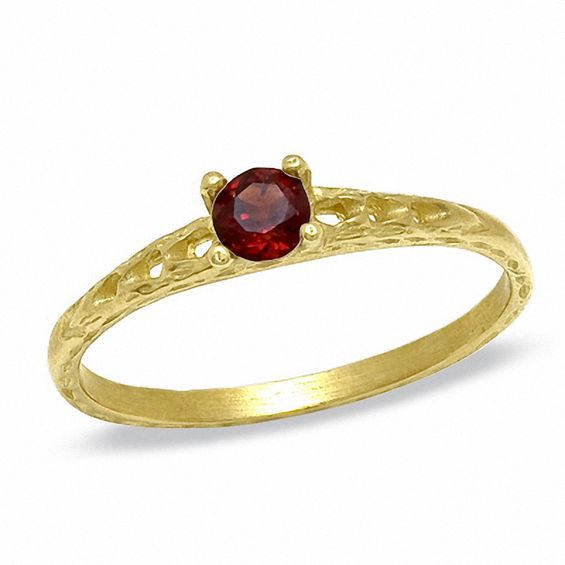 Child's Garnet Birthstone Ring in 10K Gold - Size 3