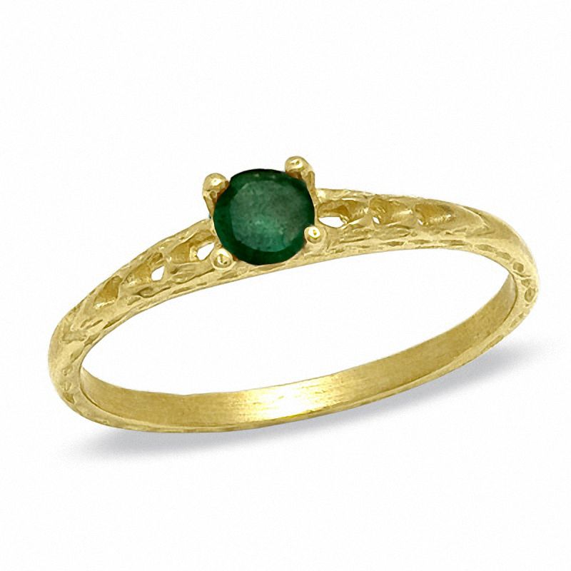 Child's Emerald Birthstone Ring in 10K Gold - Size 3