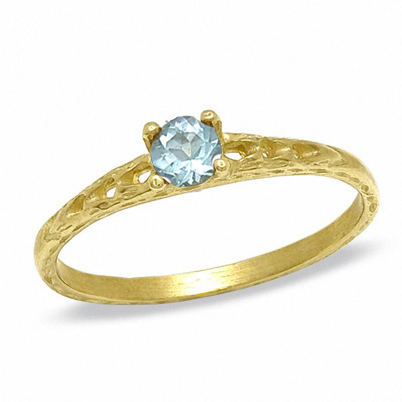 Child's Aquamarine Birthstone Ring in 10K Gold - Size 3