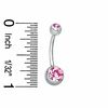 Thumbnail Image 1 of Stainless Steel Pink CZ Belly Button Ring - 14G 7/16"