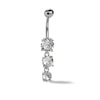 Thumbnail Image 0 of Solid Stainless Steel CZ Three-Stone Dangle Belly Button Ring - 14G