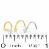 Thumbnail Image 1 of 10K Hollow and Solid Yellow and Whte Gold CZ Screw Nose Stud Set - 22G