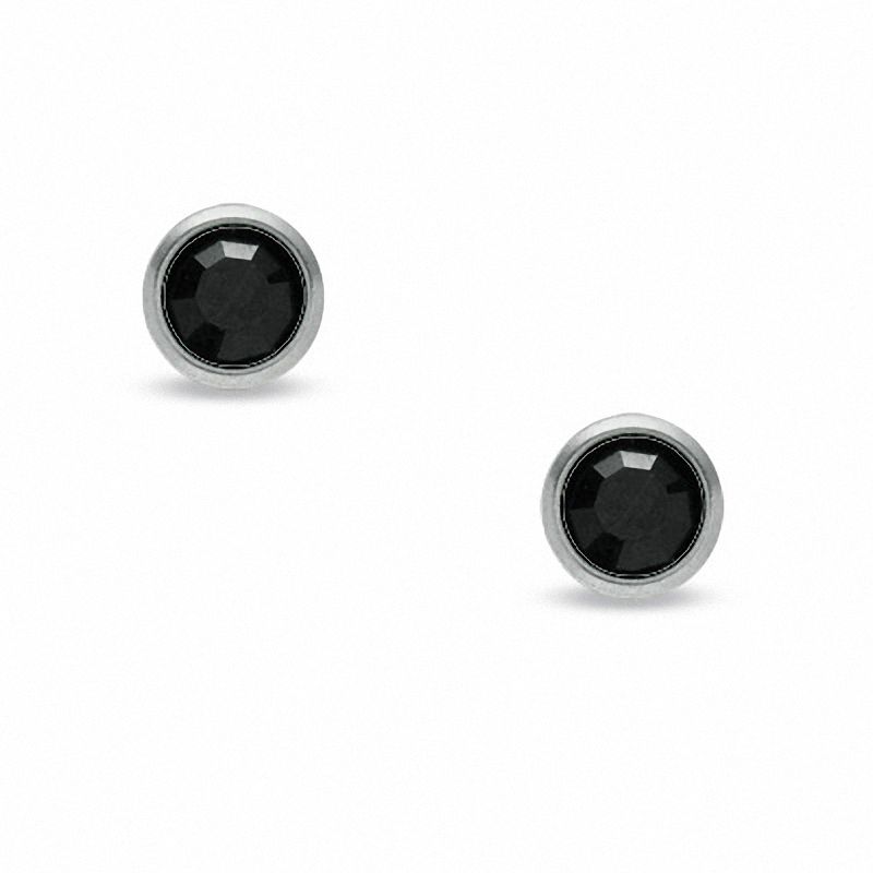 3mm Black Cubic Zirconia Solitaire Stud Piercing Earrings in Solid Titanium