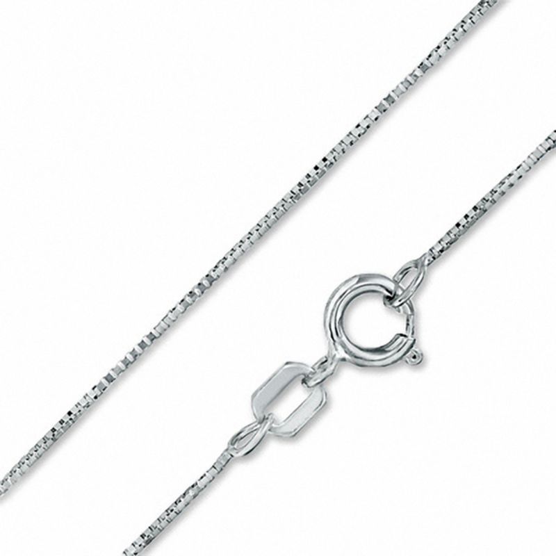 050 Gauge Solid Box Chain Necklace in 10K Solid White Gold - 18"