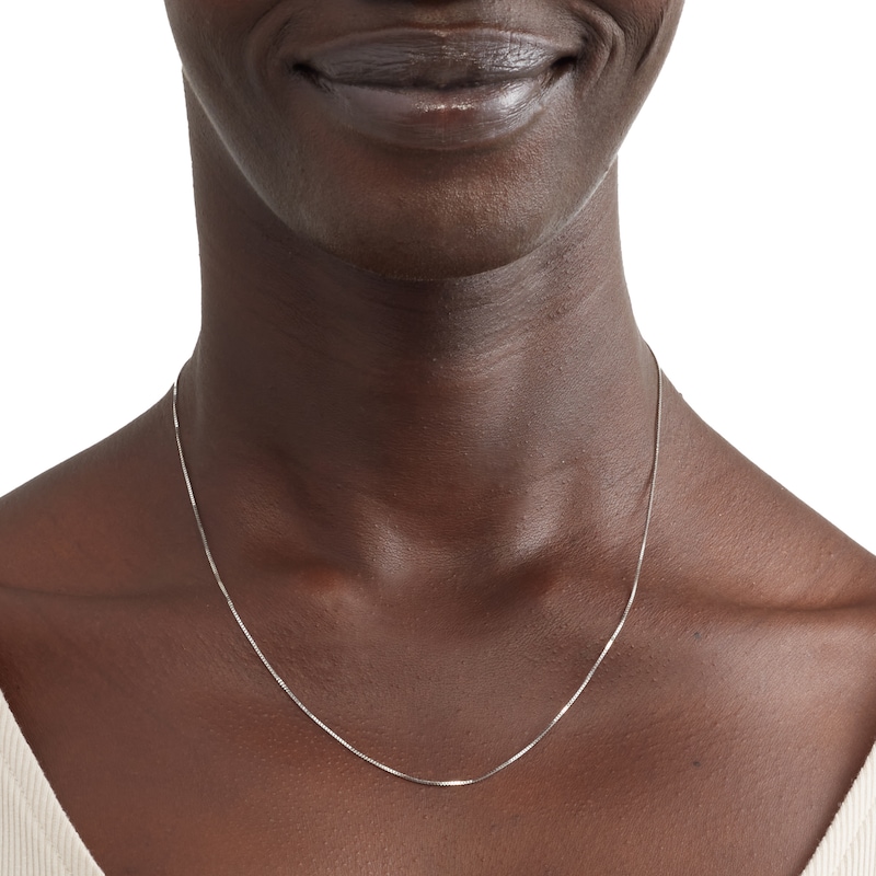 050 Gauge Solid Box Chain Necklace in 10K Solid White Gold - 18"