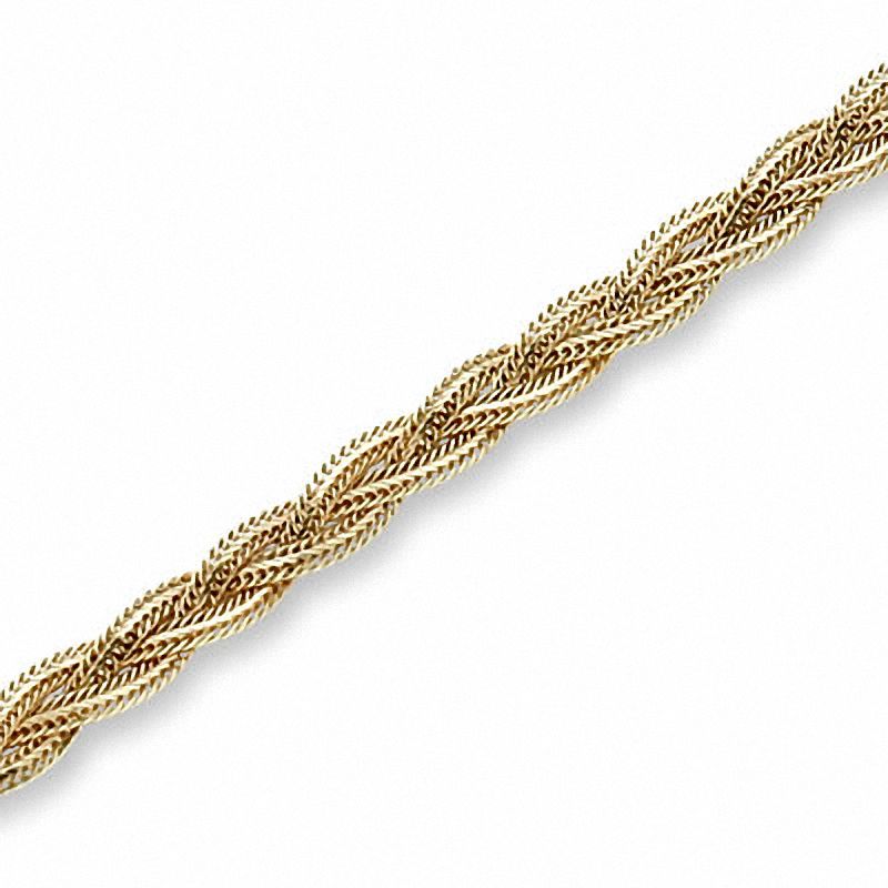 Braided Foxtail Chain Fashion Bracelet in 14K Gold