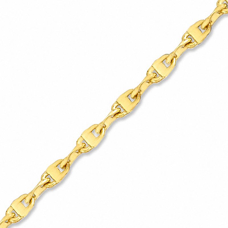 10K Gold 060 Gauge Hammered Mariner Chain Anklet - 10"
