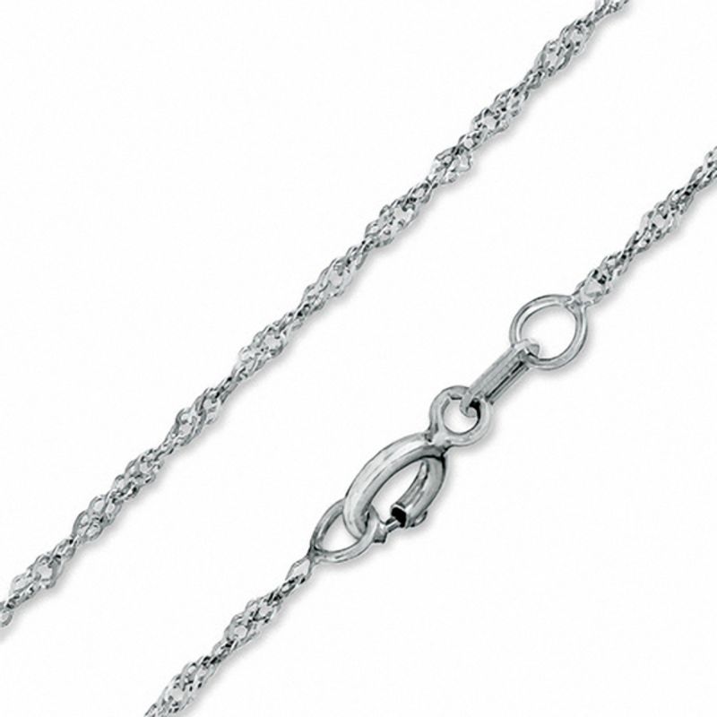 020 Gauge Solid Singapore Chain Necklace in 14K White Gold - 18"