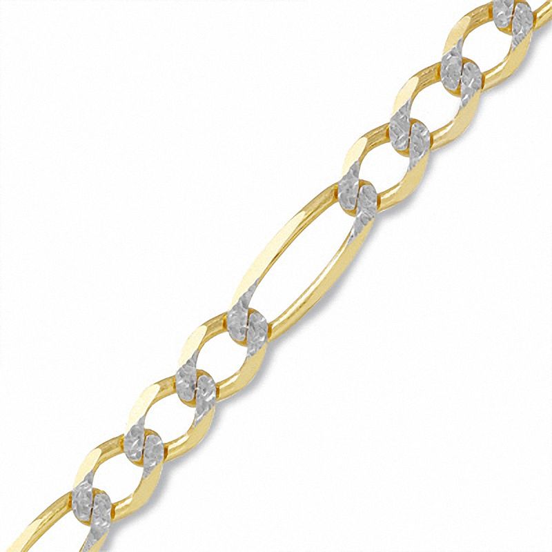 10K Two-Tone Gold Pavé Figaro Chain Anklet