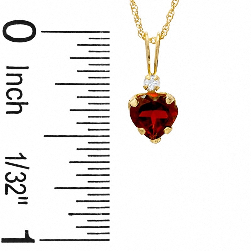 6mm Heart-Shaped Garnet Pendant in 10K Gold with CZ