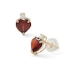 Thumbnail Image 0 of 6mm Heart-Shaped Garnet and Cubic Zirconia Stud Earrings in 10K Gold