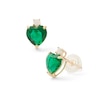 Thumbnail Image 0 of 6mm Heart-Shaped Lab-Created Emerald and Cubic Zirconia Stud Earrings in 10K Gold