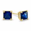 Thumbnail Image 0 of 4mm Princess-Cut Lab-Created Sapphire Stud Earrings in 10K Gold