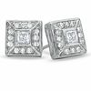 Thumbnail Image 0 of Cubic Zirconia Double Square Stud Earrings in Sterling Silver