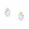 Thumbnail Image 0 of 4mm Heart-Shaped Simulated Opal Stud Earrings in 10K Gold with CZ