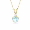 Thumbnail Image 0 of 6mm Heart-Shaped Aquamarine Drop Pendant in 10K Gold with CZ