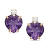Thumbnail Image 0 of 6mm Heart-Shaped Amethyst and Cubic Zirconia Stud Earrings in 10K Gold