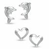 Thumbnail Image 0 of Open Heart and Dolphin Stud Earrings Set in Sterling Silver