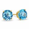 Thumbnail Image 0 of 6mm Blue Topaz Stud Earrings in 10K Gold with CZ