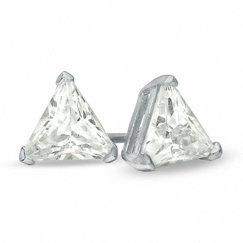 6mm Trillion-Cut Cubic Zirconia Stud Earrings in Sterling Silver