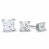 Thumbnail Image 0 of Princess-Cut Cubic Zirconia Three-Piece Stud Earrings Set in Sterling Silver