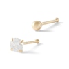 Thumbnail Image 0 of 14K Hollow and Semi-Solid Gold CZ Nose Stud Set - 22G