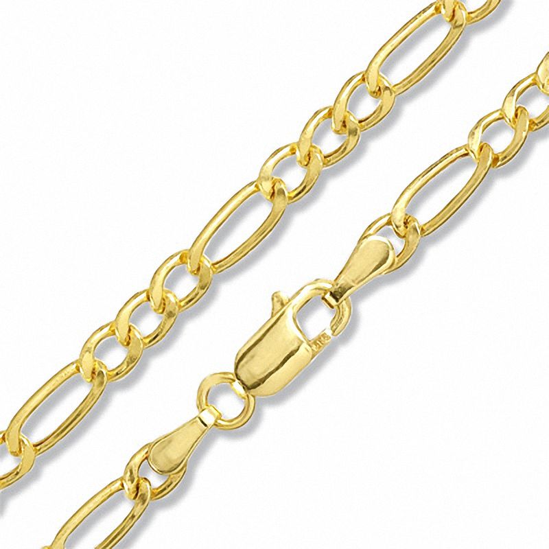 080 Gauge Hollow Figaro 3+1 Chain Necklace in 14K Gold - 20"