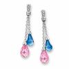 Thumbnail Image 0 of Lab-Created Pink and Blue Sapphire Briolette Drop Earrings in 10K White Gold with Diamond Accents