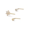 Thumbnail Image 0 of 10K Solid Gold CZ Solitaire and Flower Nose Stud Set - 24G