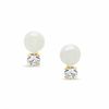 Thumbnail Image 0 of 5mm Cultured Freshwater Pearl Drop Earrings in 10K Gold with CZ
