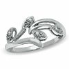 Thumbnail Image 0 of Diamond Accent Abstract Flower Ring in Sterling Silver - Size 7