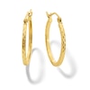 Thumbnail Image 0 of 10K Gold 19mm Square Diamond-Cut Hoop Earrings