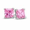Thumbnail Image 0 of 5.0mm Princess-Cut Pink Cubic Zirconia Stud Earrings in Sterling Silver