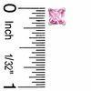 Thumbnail Image 1 of 5.0mm Princess-Cut Pink Cubic Zirconia Stud Earrings in Sterling Silver
