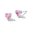 Thumbnail Image 0 of 5mm Heart-Shaped Pink Cubic Zirconia Stud Earrings in Sterling Silver