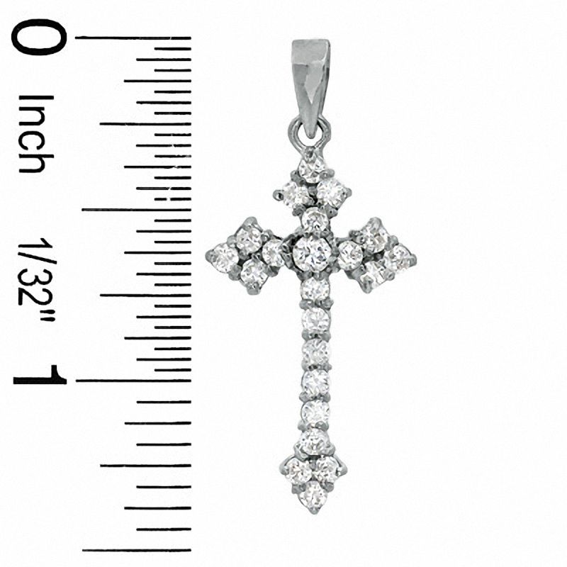 Cubic Zirconia Fancy Cross Charm in Sterling Silver