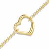 Thumbnail Image 0 of 10K Gold Two-Strand Rolo Heart Anklet - 10"