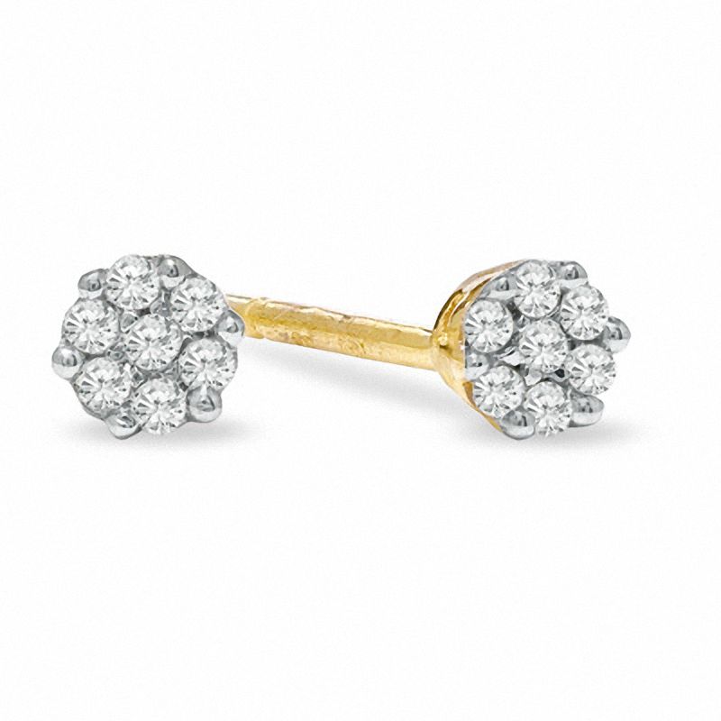 1/20 CT. T.W. Diamond Seven Stone Illusion Earrings in 10K Gold