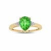 Thumbnail Image 0 of Pear-Shaped Lab-Created Emerald Ring in 10K Gold with Diamond Accents - Size 7