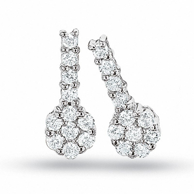 1/3 CT. T.W. Diamond Flower Earrings in 14K White Gold