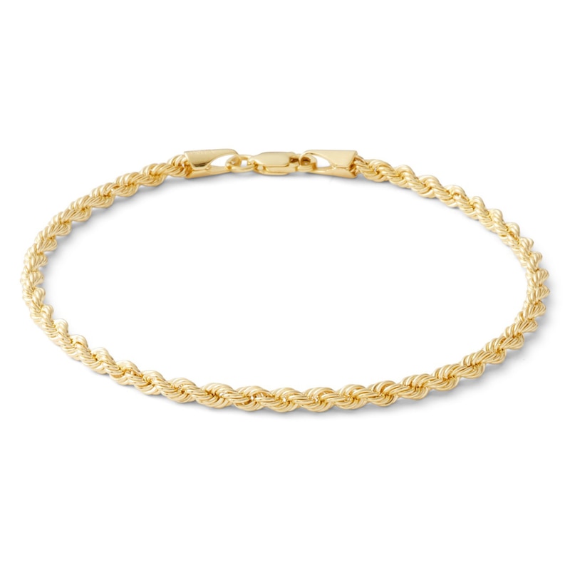 10K Hollow Gold Rope Chain Bracelet - 7"