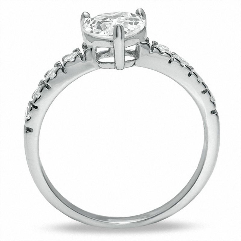 6.5mm Heart-Shaped Cubic Zirconia Solitaire Engagement Ring in Sterling Silver